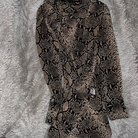 ZARA Semi Sheer Snake Print Draped Blouse - Picture 4 of 5